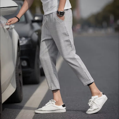 Men's Ice Silk Straight Elastic Waist Formal Pants