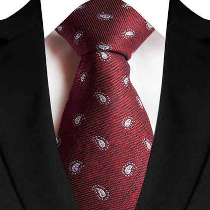Men's Burgundy Plaid Silk Wedding Tie Set