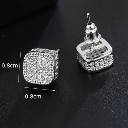 Boucles d'oreilles à tige en or et zircon glacé Hip Hop pour hommes