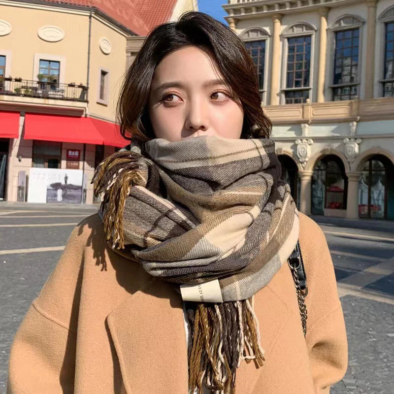Women's Warm Autumn Winter Plaid Neckerchief Scarf