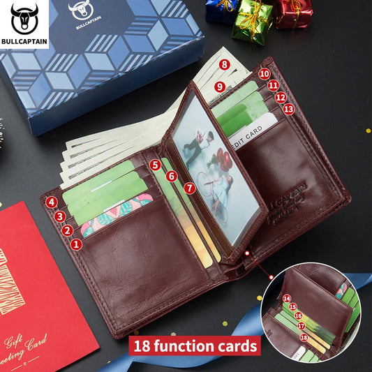 Portefeuille pour hommes fait à la main en cuir véritable de vache vintage