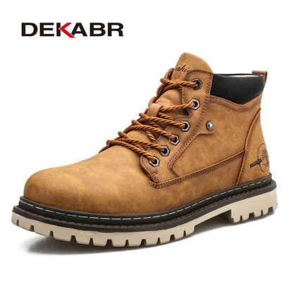 Men’s Warm Fur Lined Boots –  Wear-Resistant Comfort Retro Winter Shoes
