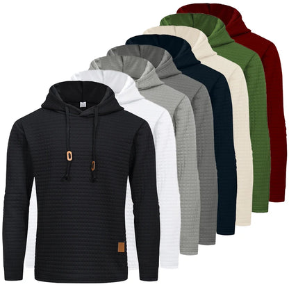 Men's Solid Plaid Jacquard Hoodies