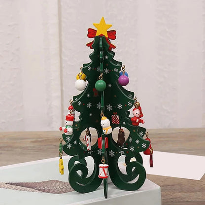 Décoration de sapin de Noël 3D en bois fabriquée à la main