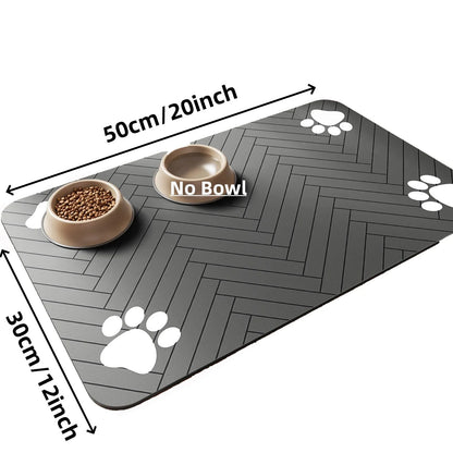 Tapis d'alimentation pour animaux de compagnie à séchage rapide et absorbant avec support en caoutchouc imperméable