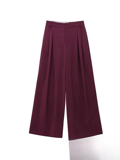 Damenblazer mit fallendem Revers und einem Knopf sowie gerader, locker sitzender Hosenanzug