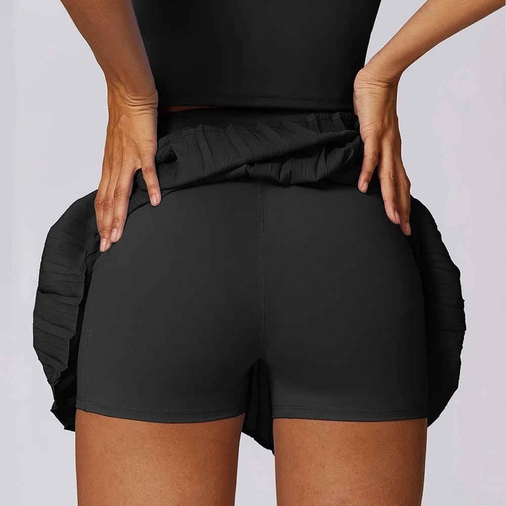 Cloud Hide – Hoch taillierter, plissierter Sport-Skort