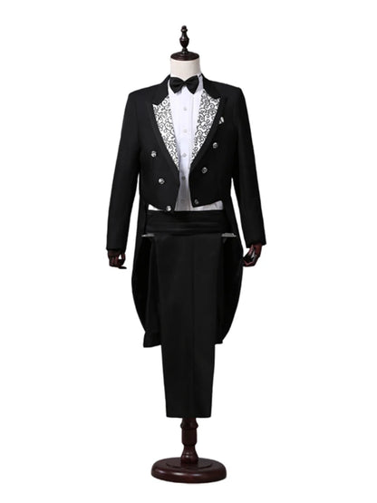 Custom Tailcoat Suits for Men - White/Black/Grey/Burgundy