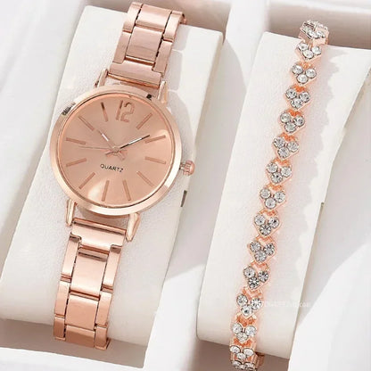 Ladies Fashion Digital Alloy Quartz Watch Set