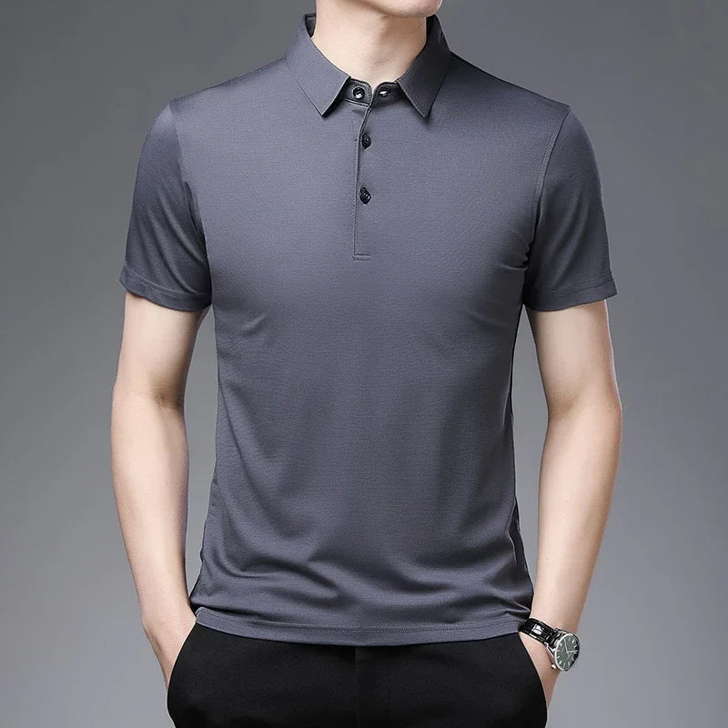 Men's New Solid Color Business Casual POLO Shirt