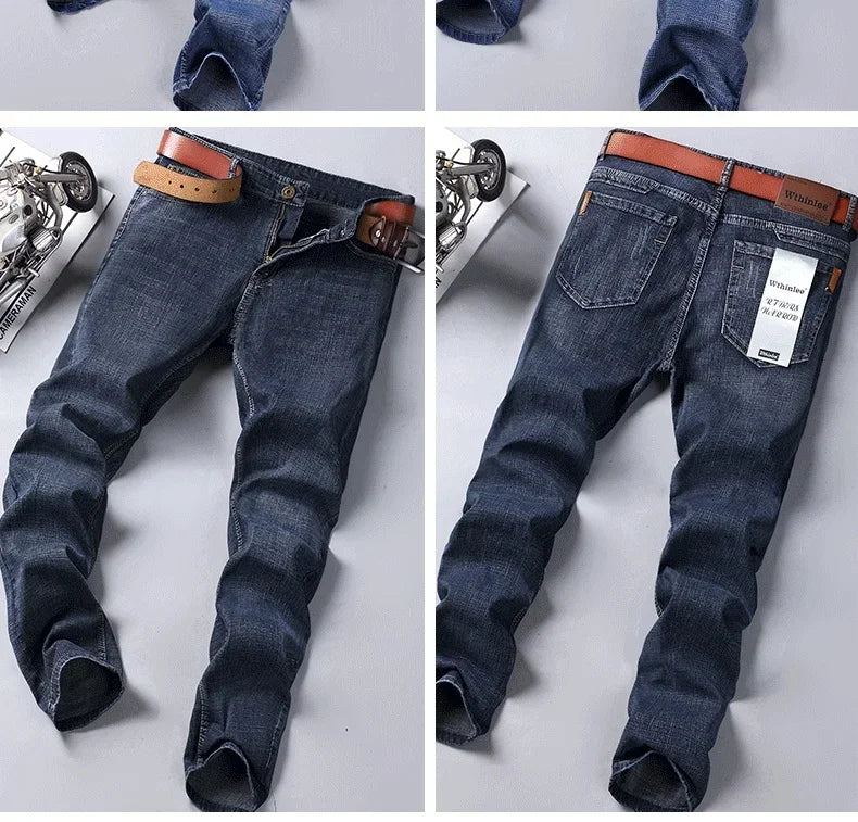 Men's Smart Straight Regular Blue Stretch Denim Jeans