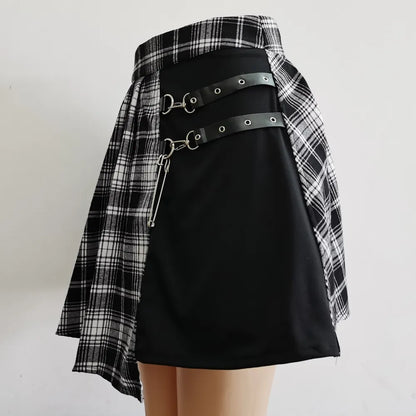 Womens Mini Pleated Skater High Waist Skirt