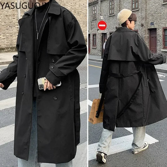 Herren Trenchcoat mit lockerer Passform und zweireihiger Knopfleiste
