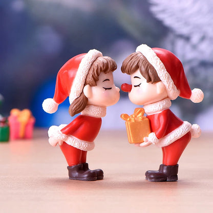 Mini figurines de couple de Noël pour décoration de jardin