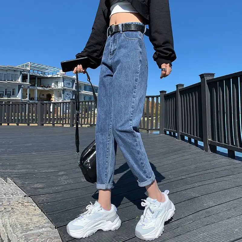 Women's Thickened Fleece Lined Nine Point Jeans