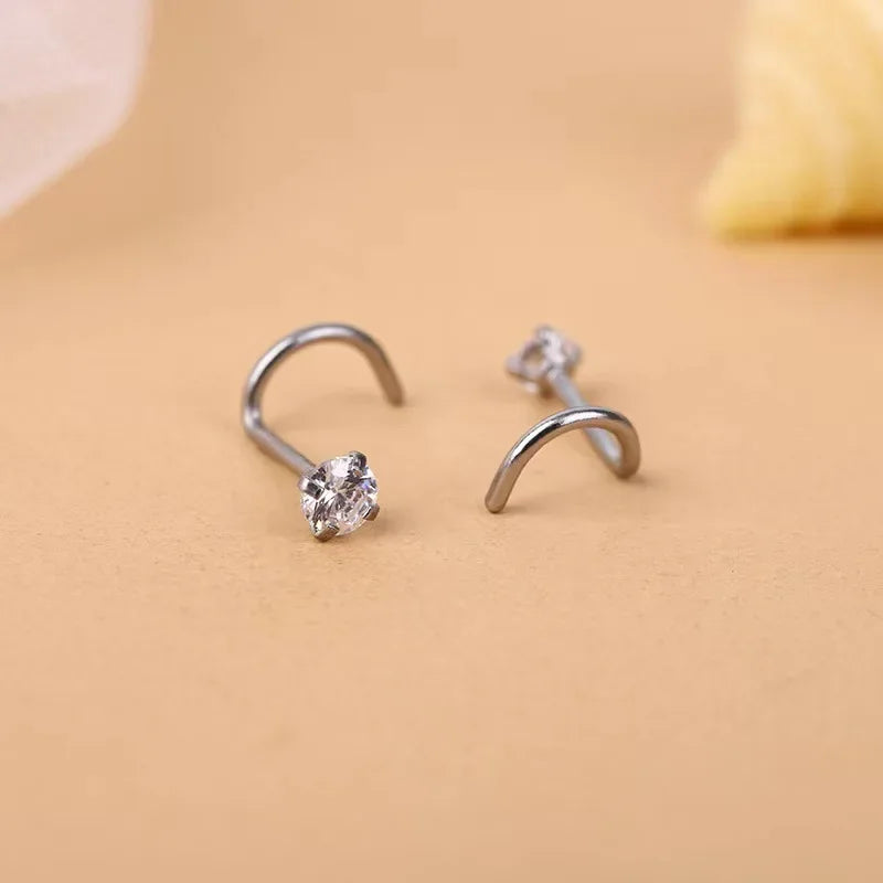 Versatile CZ Zircon Nose Studs- 10-Piece Set