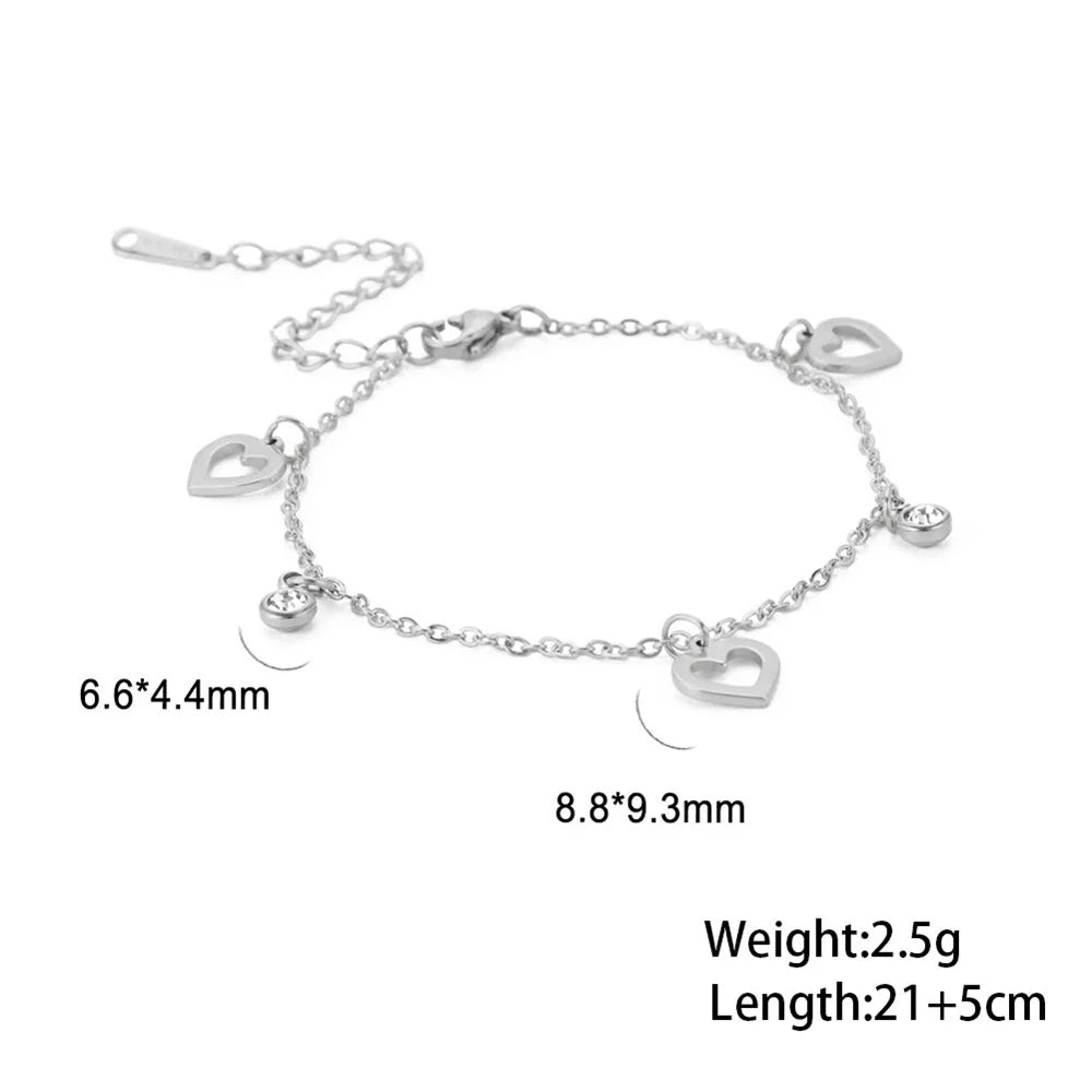 Stainless Steel Star Moon Heart Butterfly Anklet – Women’s Foot Bracelet Chain