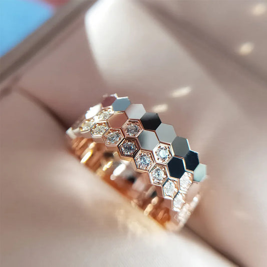 Honeycomb Cubic Zircon Ring