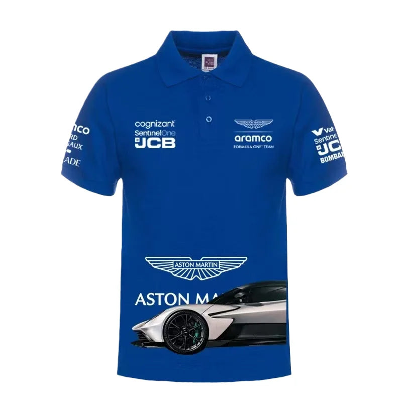 Men's Racing Team Training Button Polo Shirt