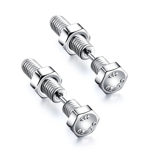 Black Stainless Steel Screw Stud Earrings