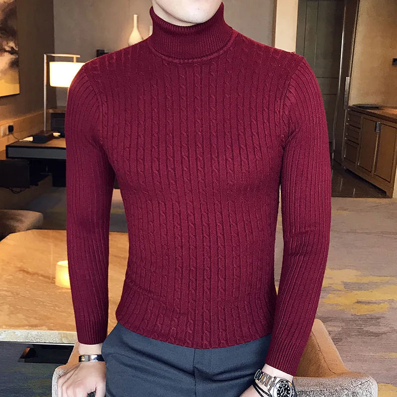 Slim Fit High Neck Turtleneck Sweater