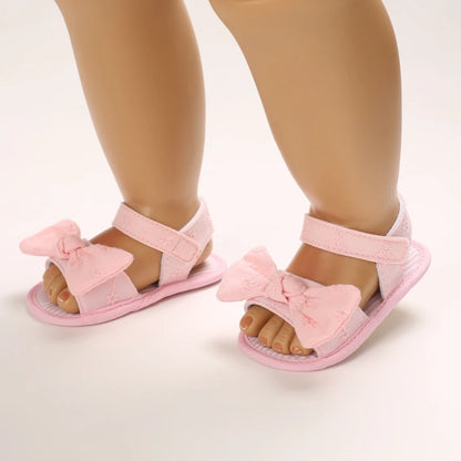 Baby Mädchen Sandalen mit Schleife, atmungsaktiv, flach, Prinzessin, weiche Sohle