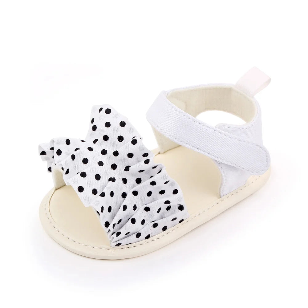 Polka Dots Anti-Rutsch-Sandalen mit flacher Gummisohle für Neugeborene