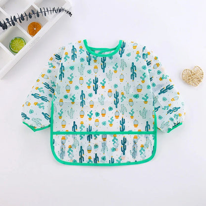 Waterproof Long Sleeve Baby Silicone Cartoon Soft Bibs