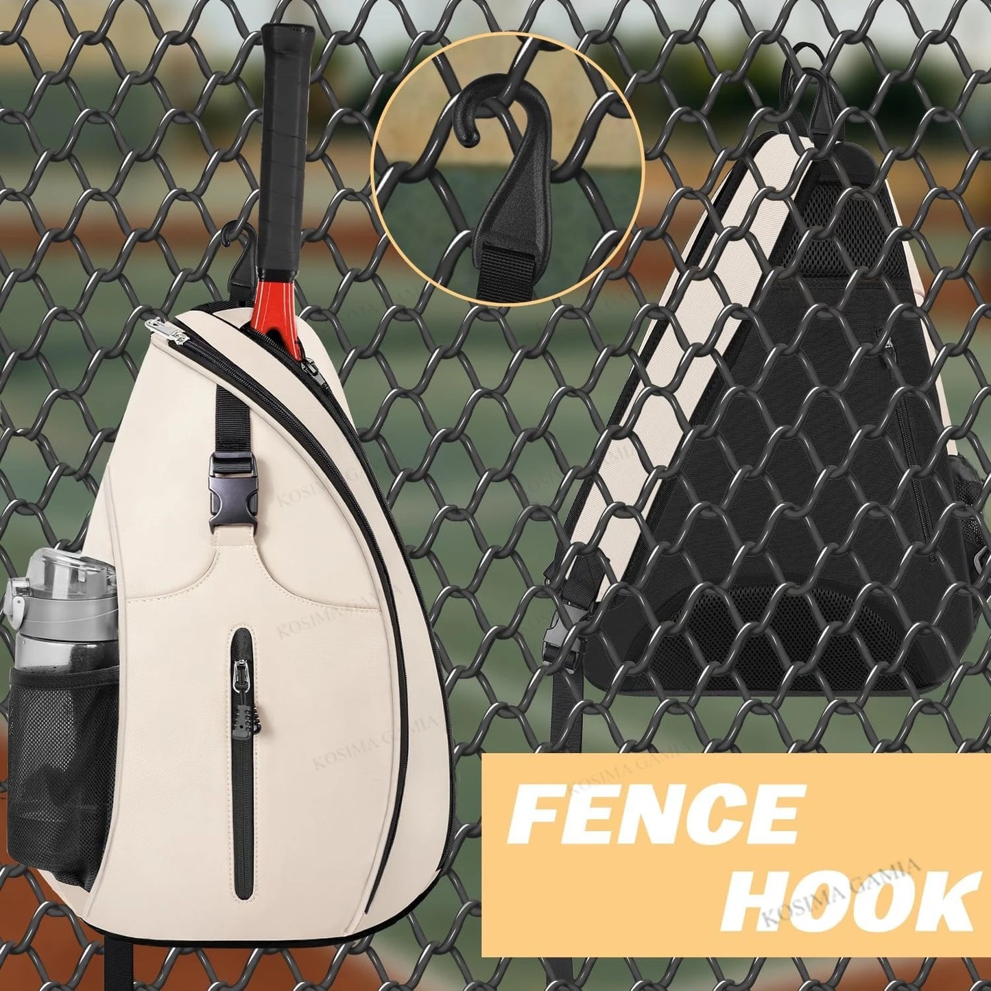 Unisex Water‑Resistant Tennis & Pickleball Sling Bag - Crossbody Racket Bag for Tennis