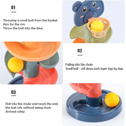 2-7-lagiger Gleis-Rollball-Stapelturm, frühpädagogisches Spielzeug für Babys