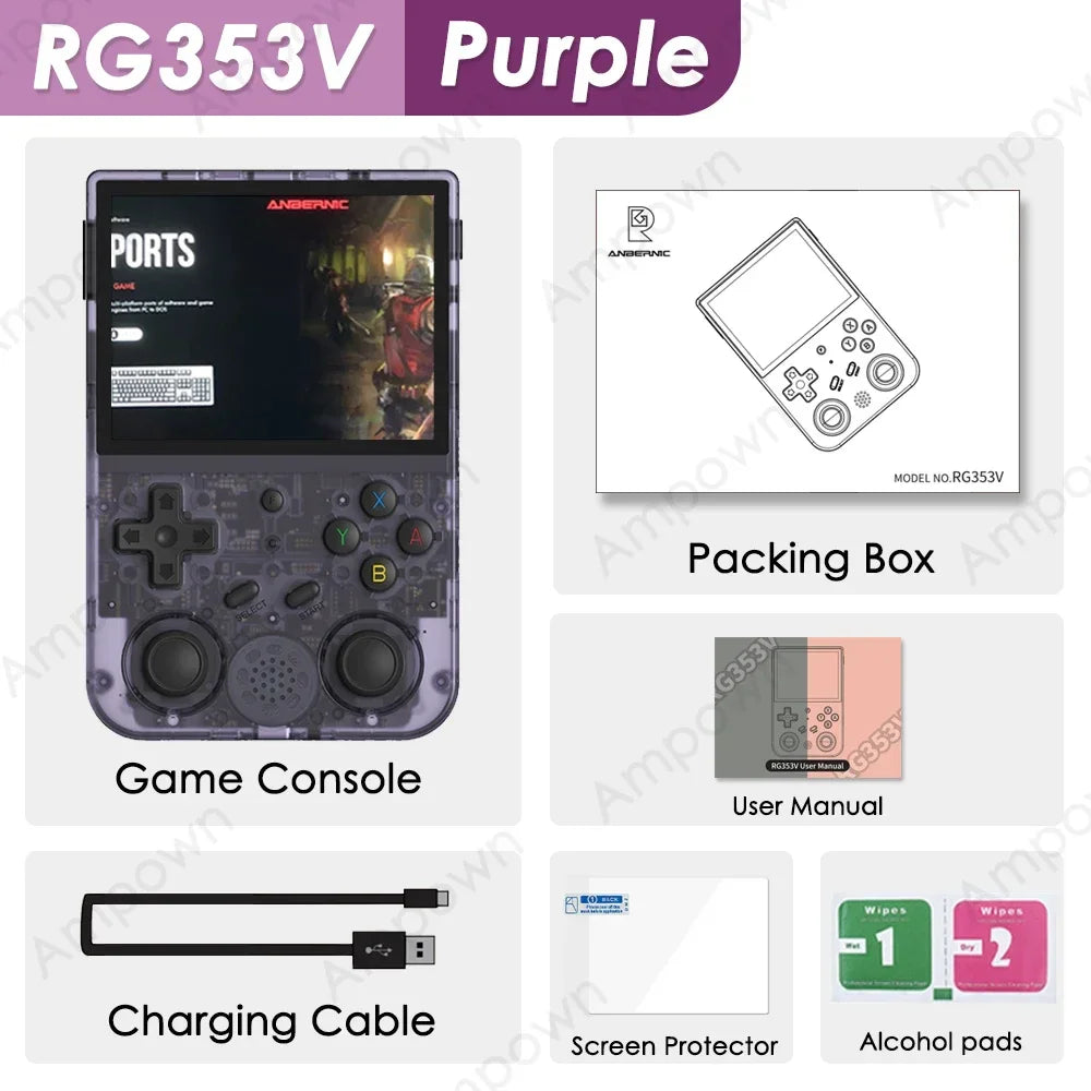 RG353V RG353VS Handheld Gam Console 3.5'' IPS Screen HDMI Output Android Linux OS Built-in Retro Emulator Player Gifts