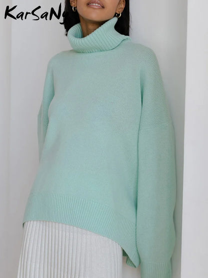 Oversized Turtleneck Thick Knit Sweater