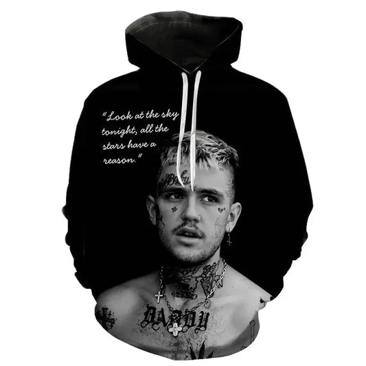 Men's Long Sleeve 3D Print Love Pink Lil Peep Hoodie