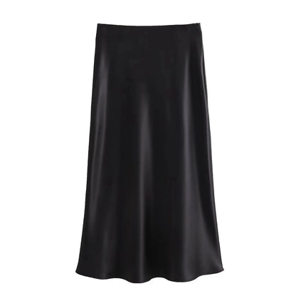 Women's High Waist Flowy A-Line Elastic Silky Skirts