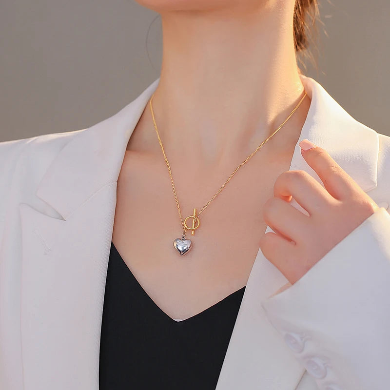 Titanium Steel Love Heart Necklace for Women