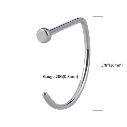 5PCS 20G Titanium Open D Shape Nose Ring Hoop