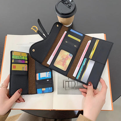 Women’s Long Folding Wallet – Retro Stone Pattern Leather Card Holder & Coin Purse Clutch