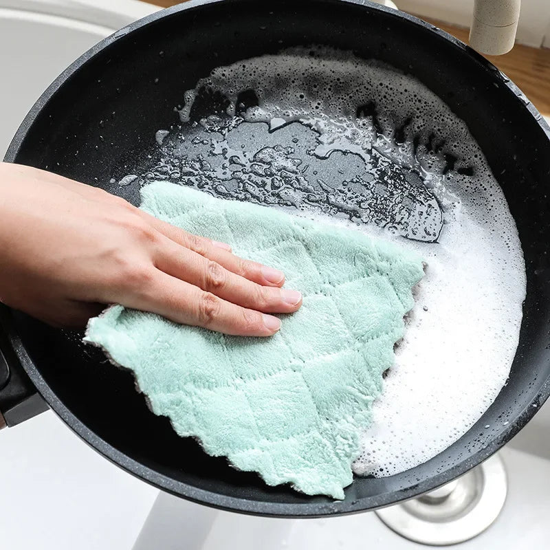 Fast-Drying Coral Velvet Kitchen Towels