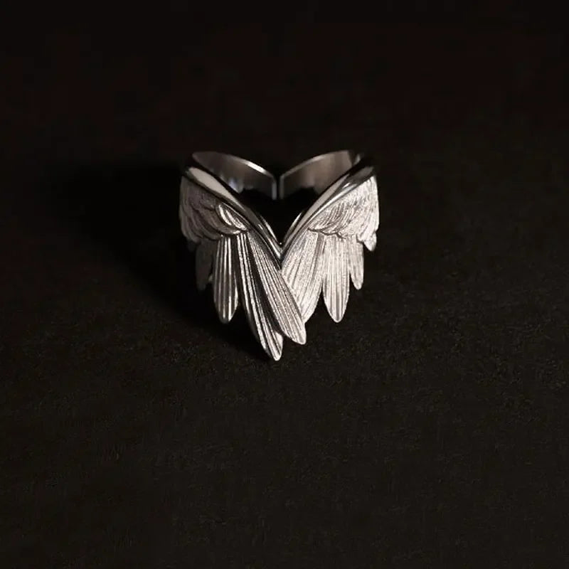 Unisex Gothic Adjustable Angel Wings Ring