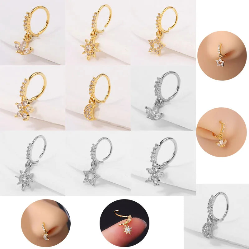 Charming Copper Gem Dangle Nose Rings for Women