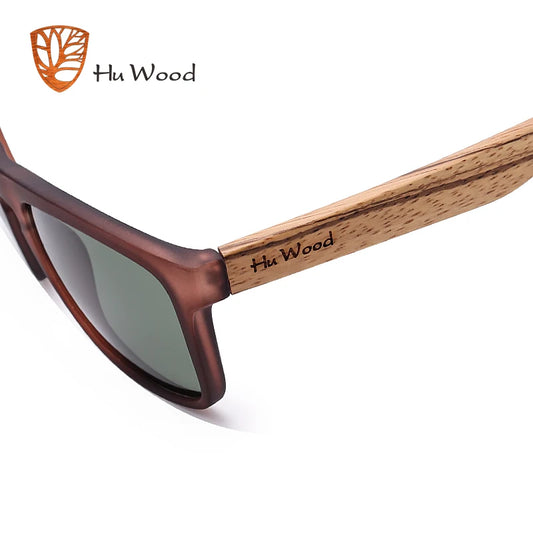 Lunettes de soleil polarisées pour homme, monture en bois zébré, protection UV400