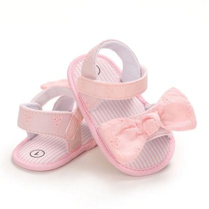 Baby Mädchen Sandalen mit Schleife, atmungsaktiv, flach, Prinzessin, weiche Sohle