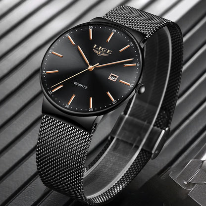 Montre ultra fine – Montre-bracelet à quartz étanche pour homme