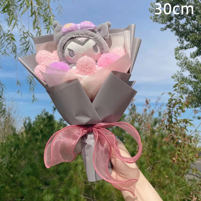 Kawaii Hello Kitty Cat Dolls with Flowers - Sanrio Bouquet Gift
