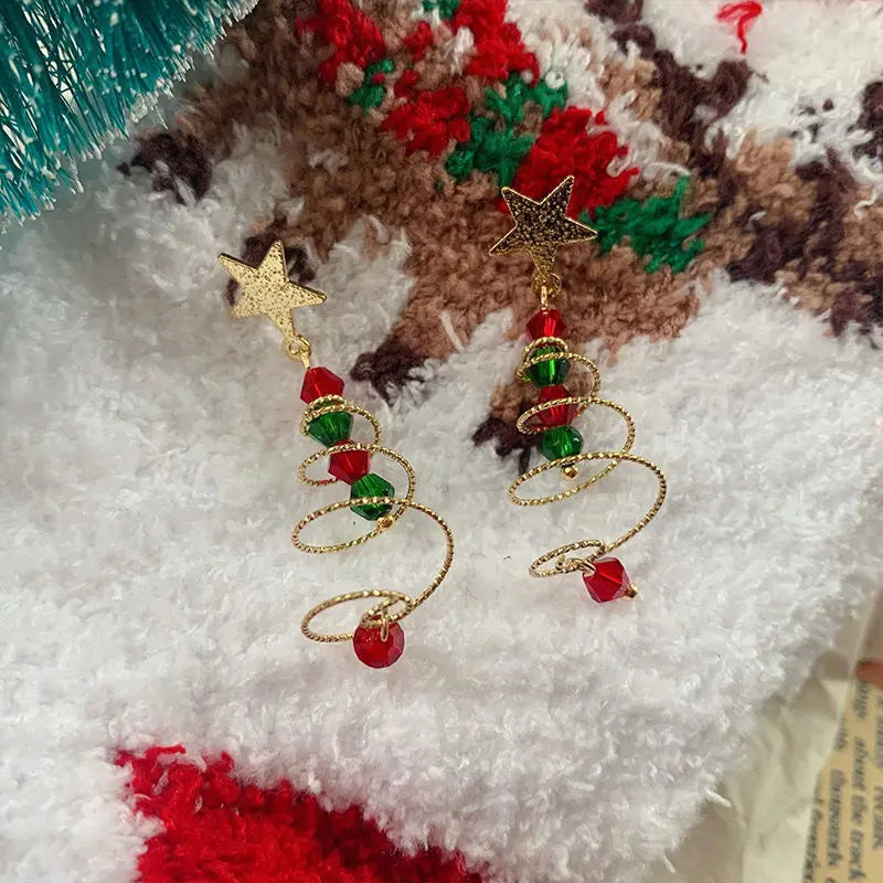 Christmas Tree Earrings | Santa Claus Snowman Drop Jewelry Gift