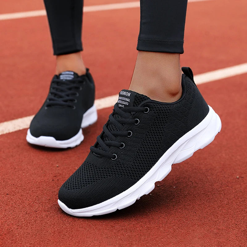Women’s Running Shoes Lightweight Breathable Mesh Sneakers Lace-Up Casual Walking Sports Trainers