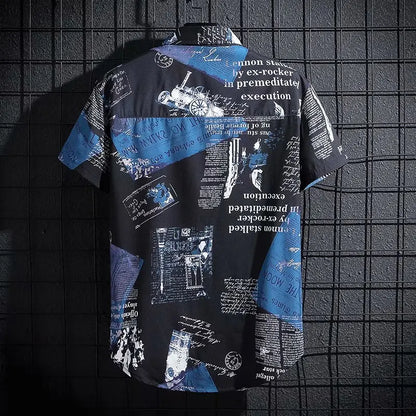 Kurzarm-Strandhemd für Herren mit Print – Leichtes, tropisches Freizeit-Sommertop