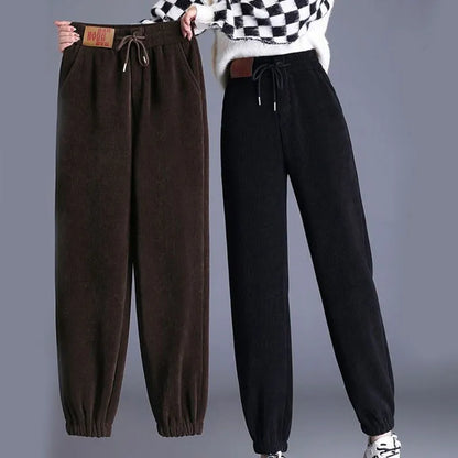 Pantalon d'hiver en molleton d'agneau confortable de grande taille