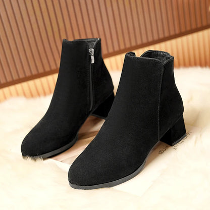 Women's Mid-Heel Wool Warm Ankle Boots