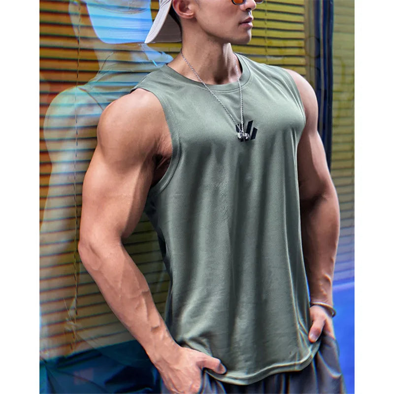Men's Summer Running Sleeveless Mesh Gym Vest